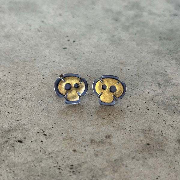 gold tiny skull earrings