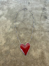 large enamel heart necklace