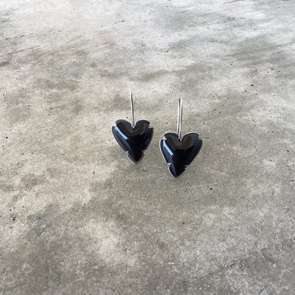 black enamel heart earring