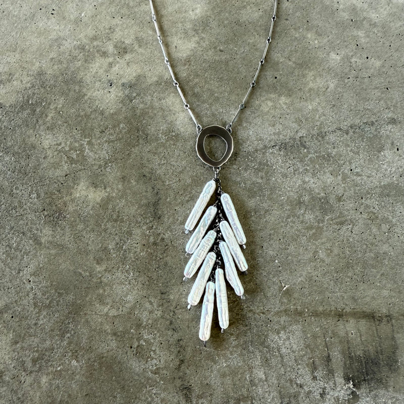 rough cut pearl cluster necklace