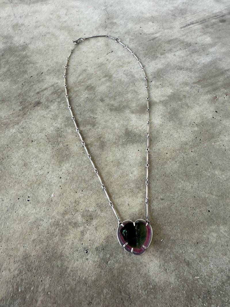 watermelon tourmaline heart necklace