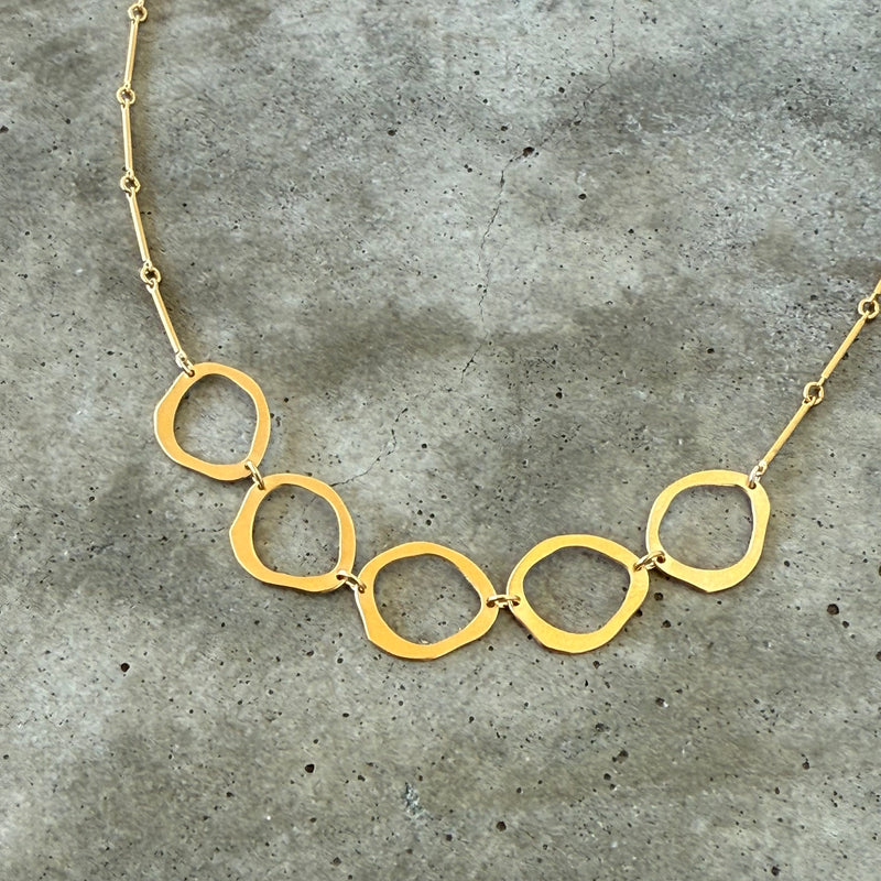 small 5 rough cut two tone necklace-vermeil