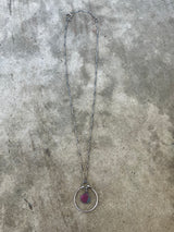 small single stirrup necklace with ruby kyanite - Lisa Crowder Studio
