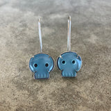 aqua chalcedony skull earrings