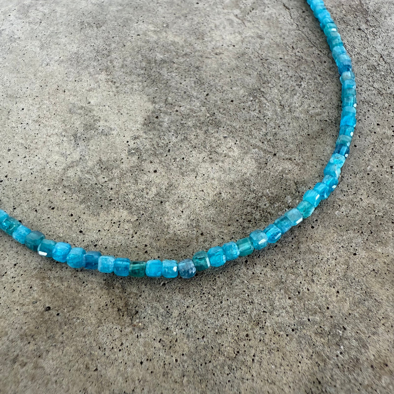 faceted apatite cube necklace