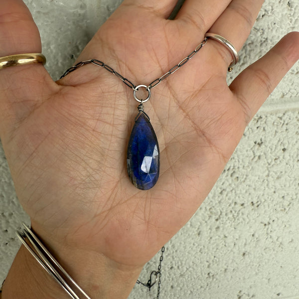 faceted labradorite teardrop necklace