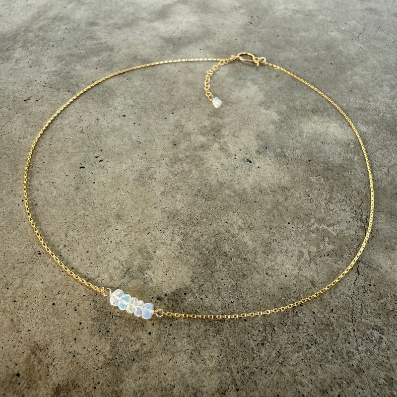 welo opal single tiny stone necklace