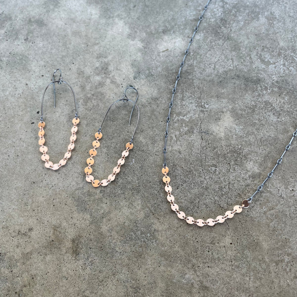 disc chain earrings-rose gold