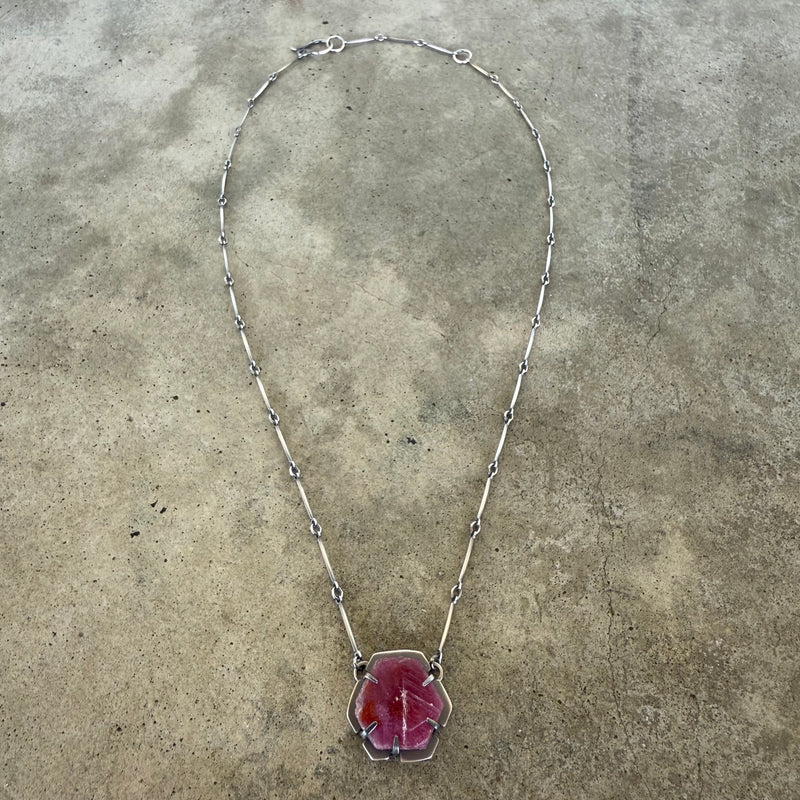 natural ruby geometric necklace