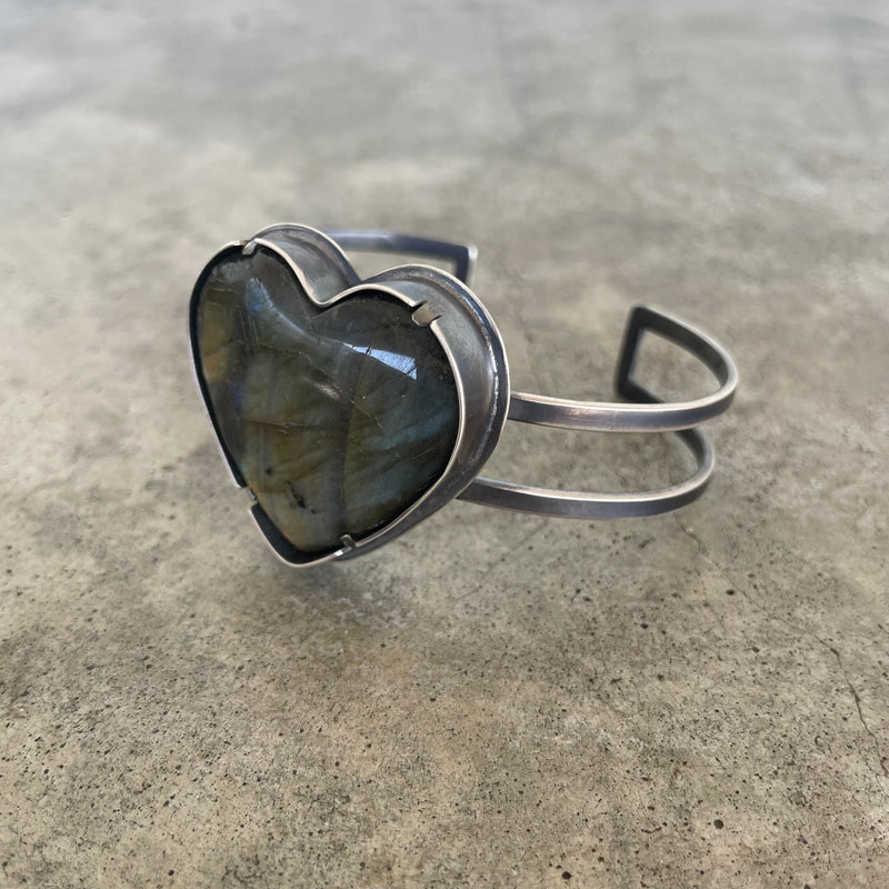 labradorite heart cuff bracelet