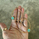 large hatch hoop with aqua chalcedony