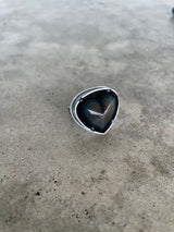 rainbow obsidian heart ring