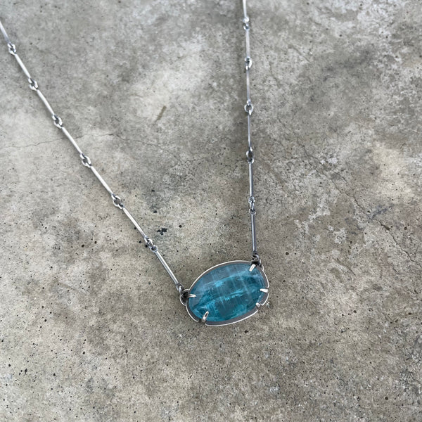 aqua kyanite freeform necklace