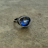 small labradorite rutilated quartz doublet ring
