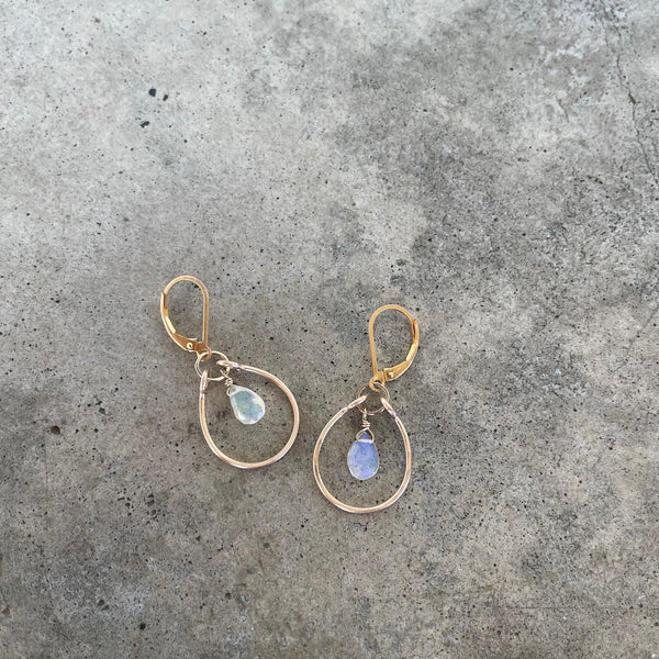 welo opal stirrup earrings-gold