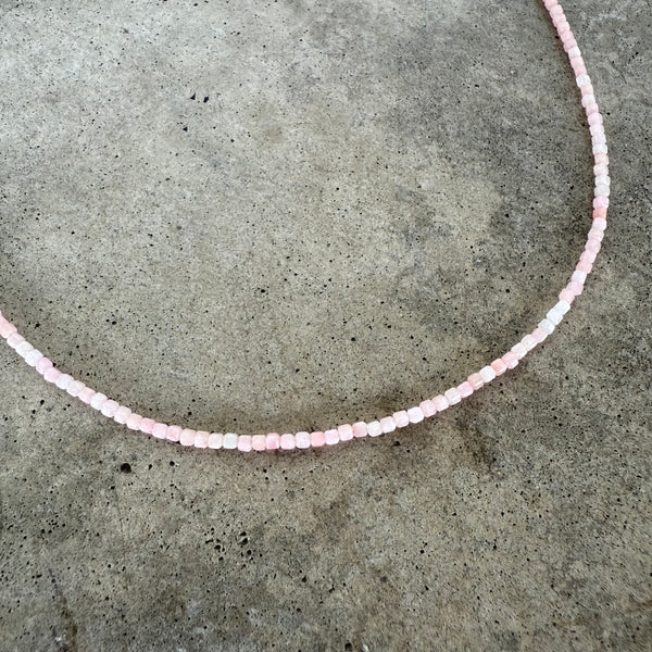 pink opal cube necklace