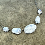 5 piece rainbow moonstone 2 tone necklace - Lisa Crowder Studio