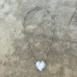 rainbow moonstone heart necklace