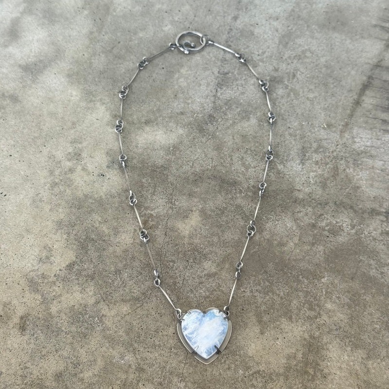 rainbow moonstone heart necklace