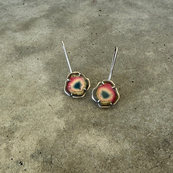 multi color tourmaline slice earrings