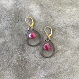 ruby stirrup earrings-2 tone