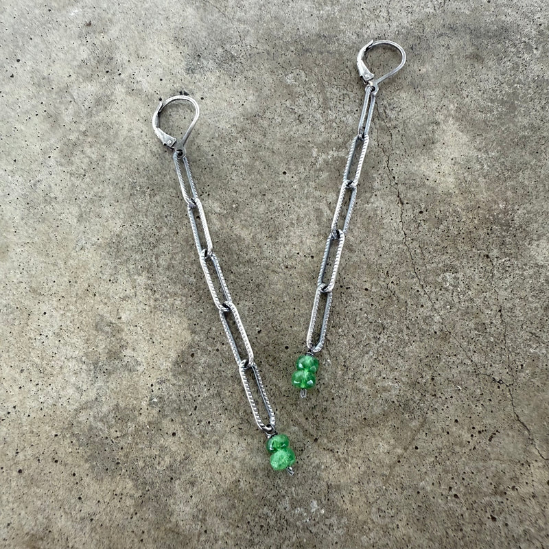 textured long link earrings