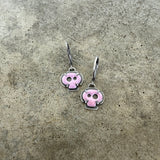 pink tiny skull earrings