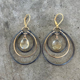 triple stirrup earrings with citrine
