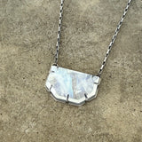 rainbow moonstone geometric necklace