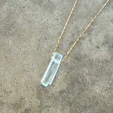 natural aquamarine pendant-goldfill - Lisa Crowder Studio