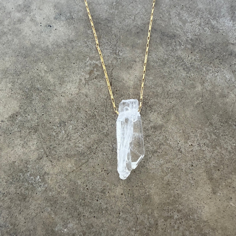 large natural quartz necklace