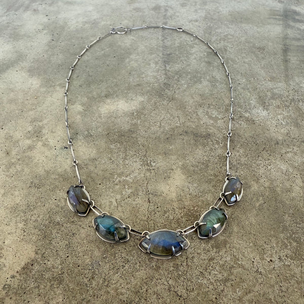 5 piece marquise labradorite necklace