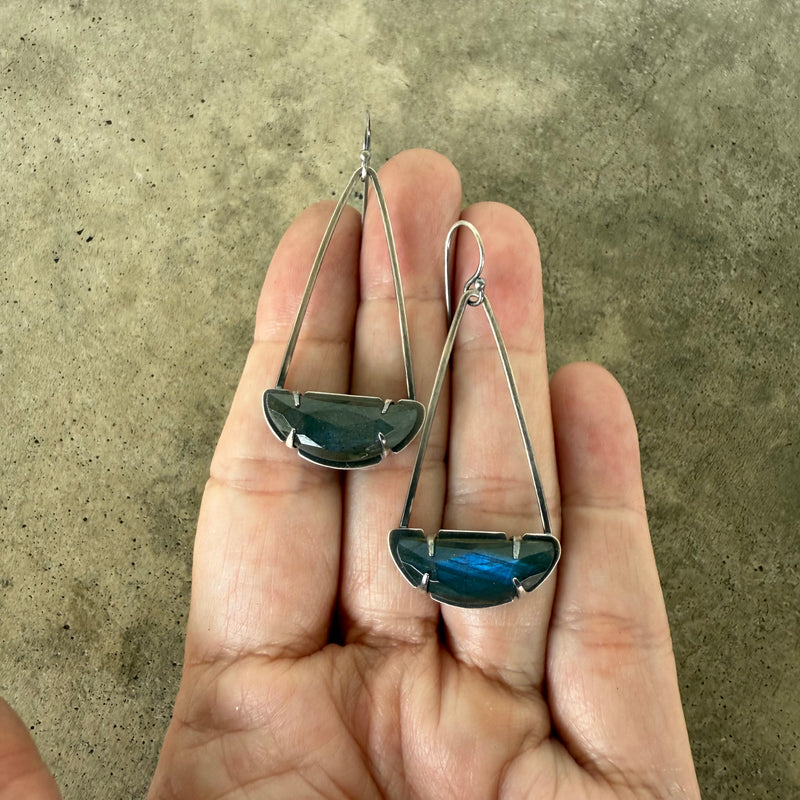 labradorite arc earrings