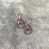 ruby stirrup earrings-2 tone