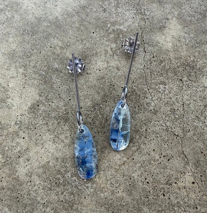 kyanite long bar post earrings