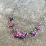 5 piece ruby sapphire geometric necklace