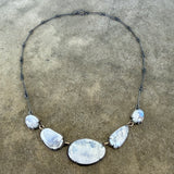 5 piece rainbow moonstone 2 tone necklace - Lisa Crowder Studio