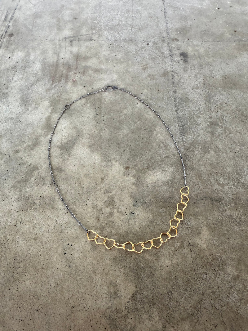 string of heart two tone necklace