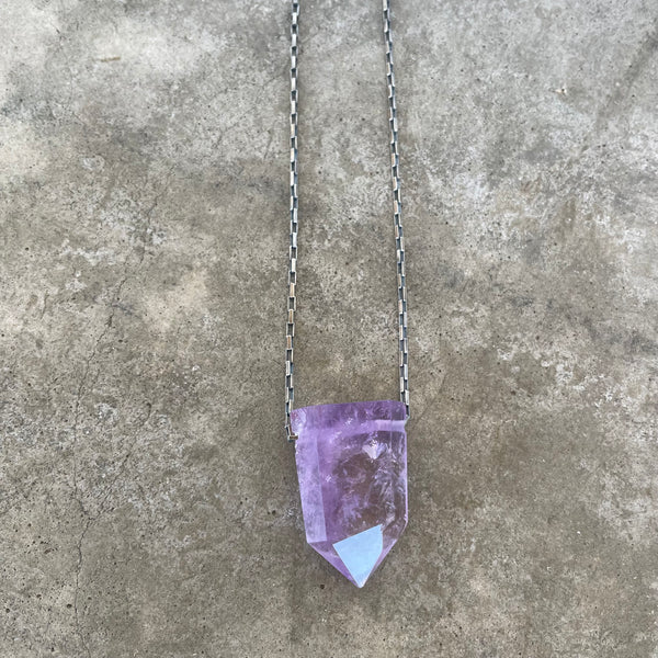 large amethyst point necklace