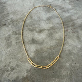 textured oval layering necklace-vermeil