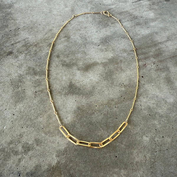 textured oval layering necklace-vermeil