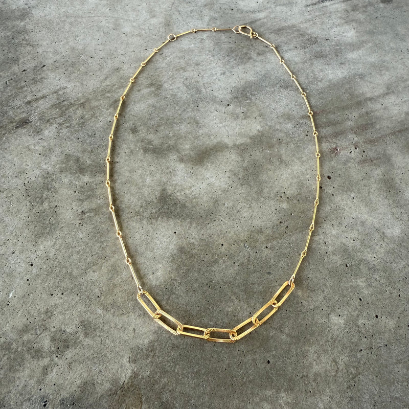 textured oval layering necklace-vermeil