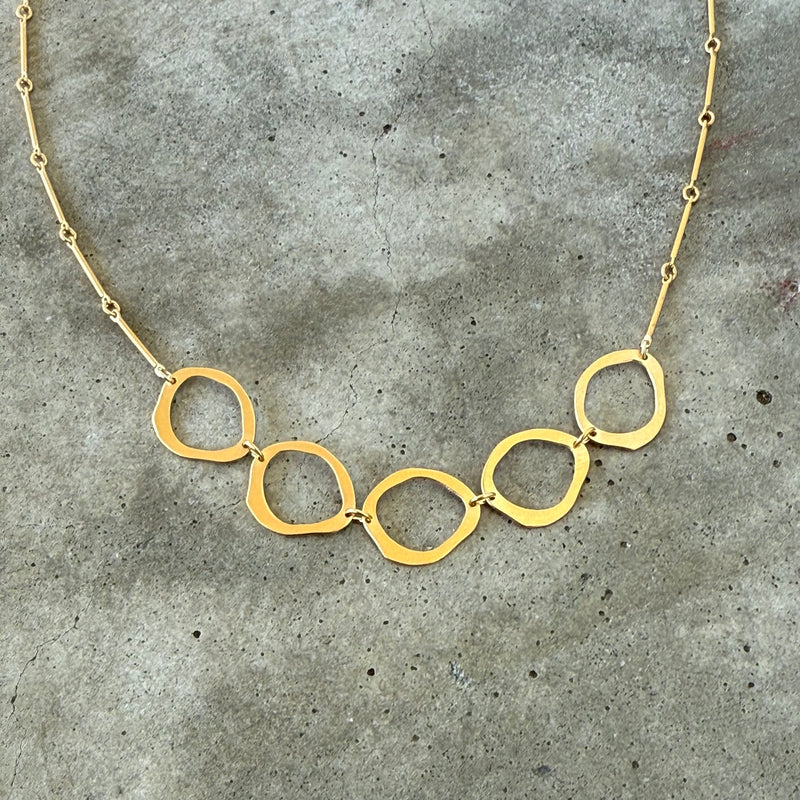 small 5 rough cut two tone necklace-vermeil