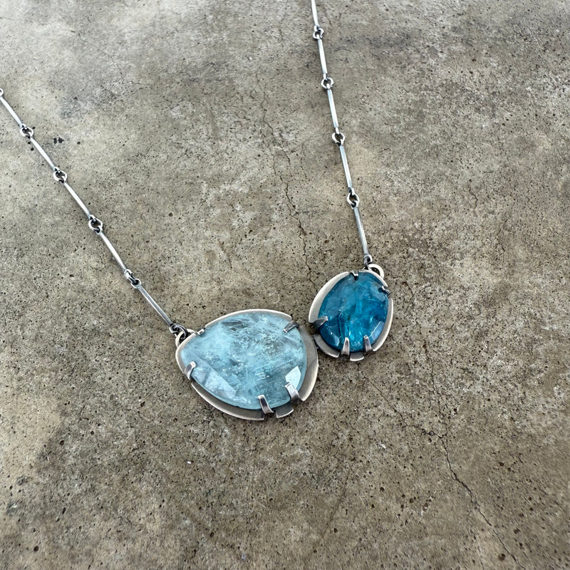 blue stone petal necklace