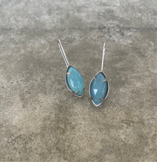 aqua chalcedony marquise earrings