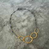 elongated multi interlocking rough cut necklace