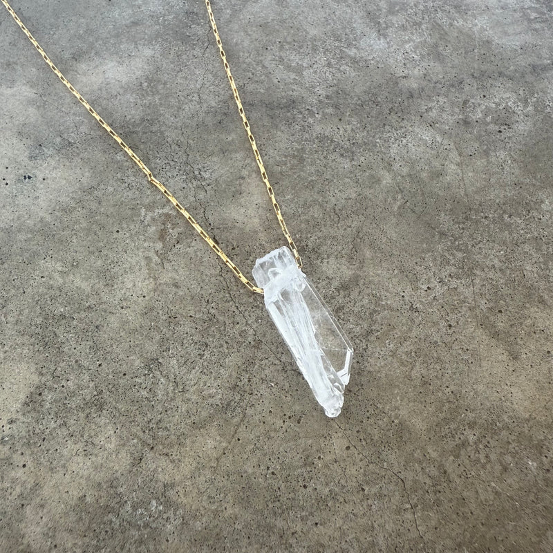 large natural quartz necklace