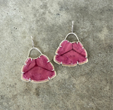 large pink tourmaline slice earrings