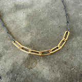 textured oval layering necklace