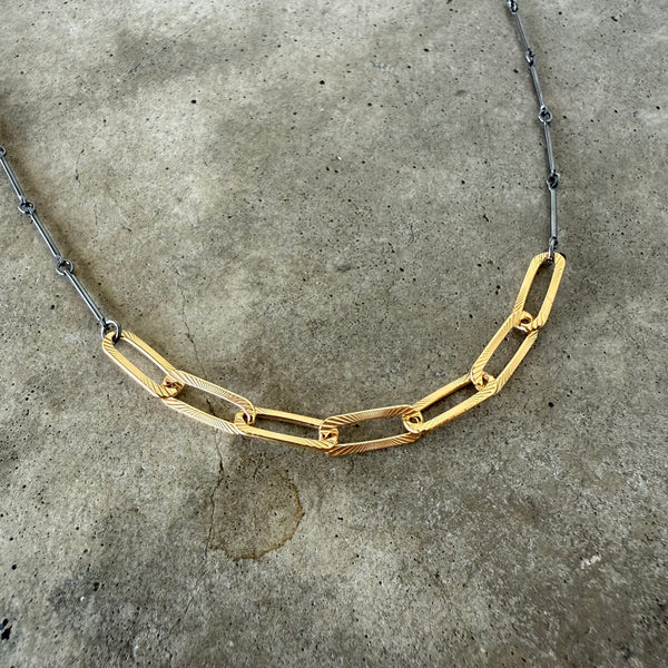 textured oval layering necklace